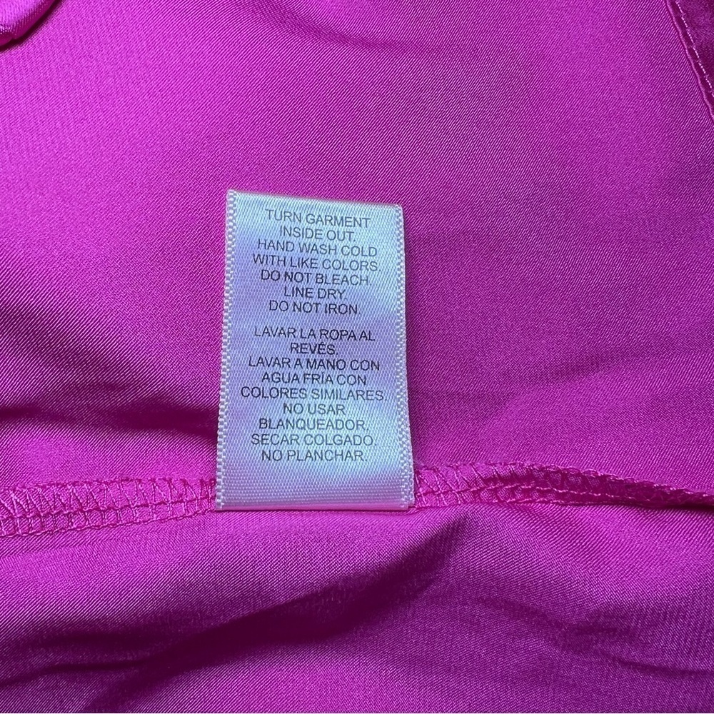 Juicy Couture Long Sleeve Satin Button Up Rhinestone Sleep Shirt Barbie Pink - Picture 7 of 7